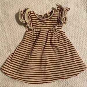 Quincy Mae Flutter Dress Rust Stripe in 0-3 months